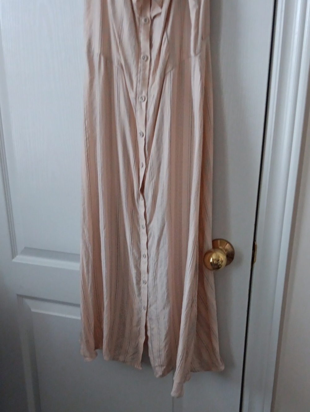 H&M Soft Ruffle Cream Button-Down Maxi Dress - Picture 6 of 7